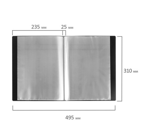 Папка 40 вкладышей BRAUBERG стандарт, черная, 0,7 мм, 221604