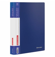 Папка 60 вкладышей BRAUBERG стандарт, синяя, 0,8 мм, 221605