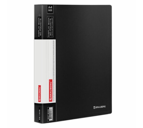 Папка 60 вкладышей BRAUBERG стандарт, черная, 0,8 мм, 221606