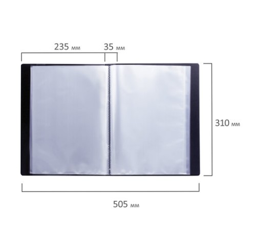 Папка 60 вкладышей BRAUBERG стандарт, черная, 0,8 мм, 221606