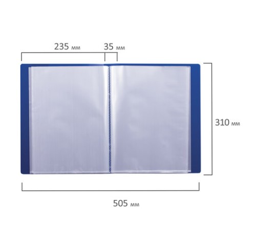 Папка 80 вкладышей BRAUBERG стандарт, синяя, 0,9 мм, 221607