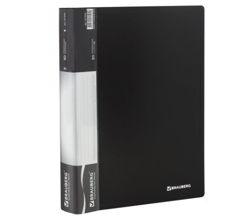 Папка 80 вкладышей BRAUBERG стандарт, черная, 0,9 мм, 221608