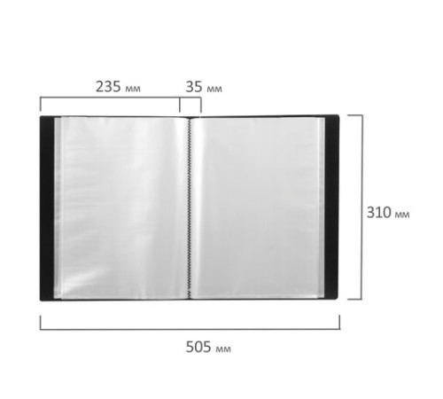 Папка 80 вкладышей BRAUBERG стандарт, черная, 0,9 мм, 221608