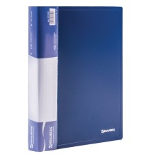 Папка 100 вкладышей BRAUBERG стандарт, синяя, 0,9 мм, 221609