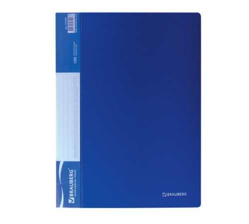 Папка 100 вкладышей BRAUBERG стандарт, синяя, 0,9 мм, 221609