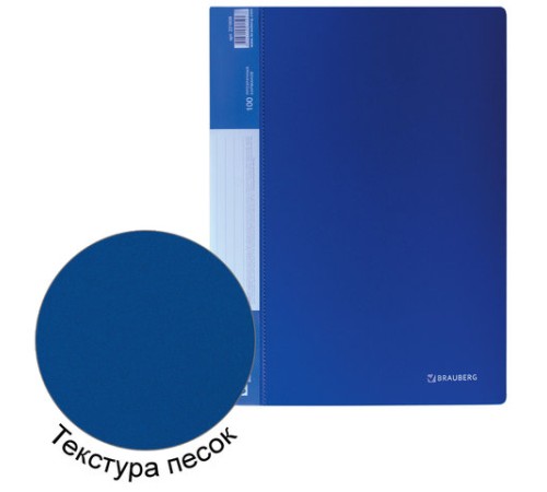 Папка 100 вкладышей BRAUBERG стандарт, синяя, 0,9 мм, 221609