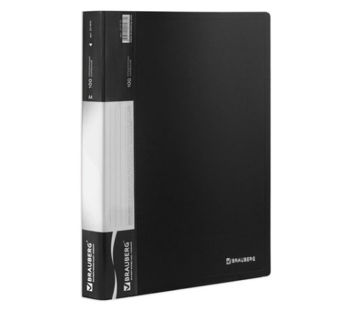 Папка 100 вкладышей BRAUBERG стандарт, черная, 0,9 мм, 221610