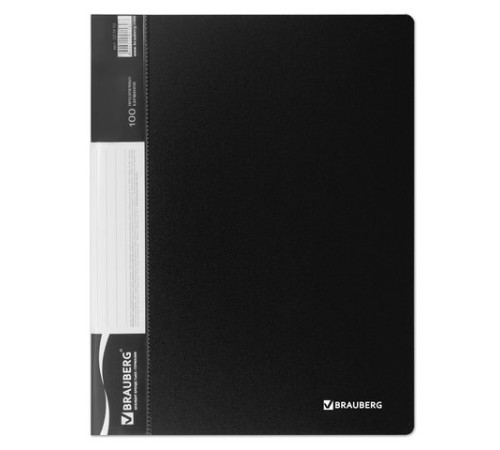 Папка 100 вкладышей BRAUBERG стандарт, черная, 0,9 мм, 221610