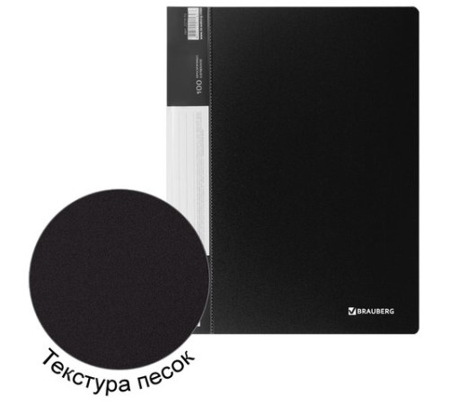 Папка 100 вкладышей BRAUBERG стандарт, черная, 0,9 мм, 221610