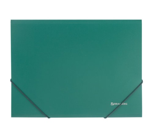 Папка на резинках BRAUBERG, стандарт, зеленая, до 300 листов, 0,5 мм, 221621