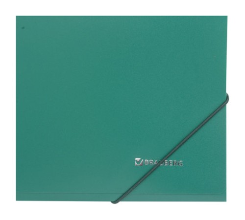 Папка на резинках BRAUBERG, стандарт, зеленая, до 300 листов, 0,5 мм, 221621
