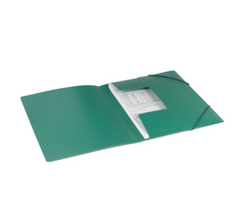 Папка на резинках BRAUBERG, стандарт, зеленая, до 300 листов, 0,5 мм, 221621