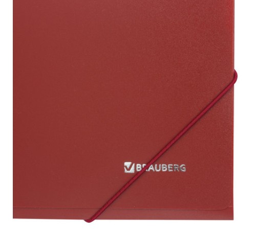Папка на резинках BRAUBERG, стандарт, красная, до 300 листов, 0,5 мм, 221622