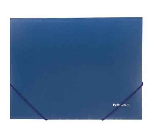 Папка на резинках BRAUBERG, стандарт, синяя, до 300 листов, 0,5 мм, 221623