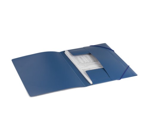 Папка на резинках BRAUBERG, стандарт, синяя, до 300 листов, 0,5 мм, 221623