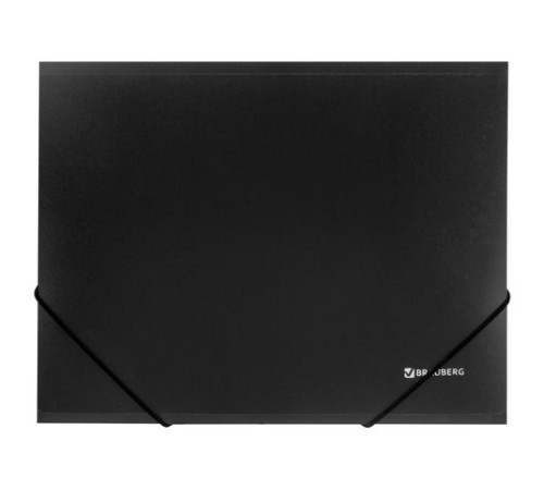 Папка на резинках BRAUBERG, стандарт, черная, до 300 листов, 0,5 мм, 221624