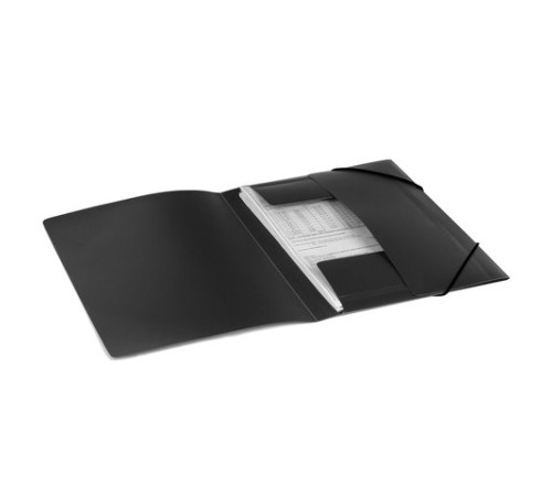 Папка на резинках BRAUBERG, стандарт, черная, до 300 листов, 0,5 мм, 221624