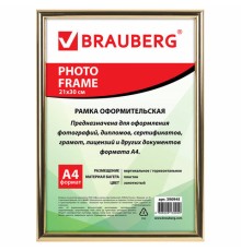 Рамка 21х30 см, пластик, багет 12 мм, BRAUBERG 