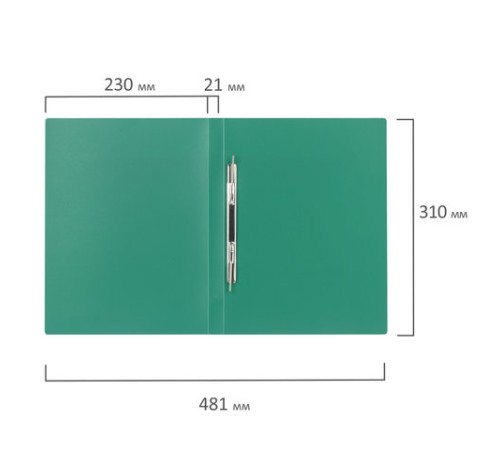 Папка с металлическим скоросшивателем BRAUBERG стандарт, зеленая, до 100 листов, 0,6 мм, 221631