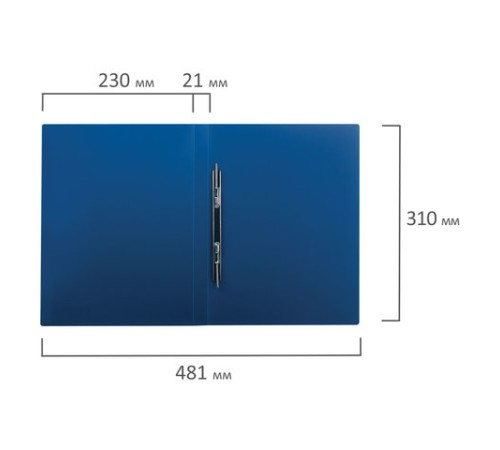 Папка с металлическим скоросшивателем BRAUBERG стандарт, синяя, до 100 листов, 0,6 мм, 221633