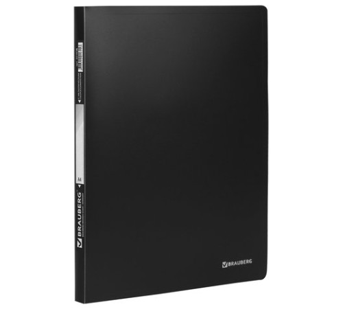 Папка с металлическим скоросшивателем BRAUBERG стандарт, черная, до 100 листов, 0,6 мм, 221634