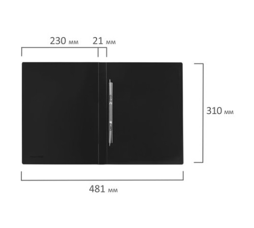 Папка с металлическим скоросшивателем BRAUBERG стандарт, черная, до 100 листов, 0,6 мм, 221634