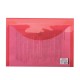 Папка-конверт с кнопкой BRAUBERG, А4, до 100 листов, прозрачная, красная, 0,15 мм, 221636