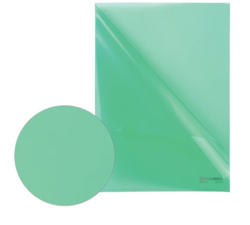 Папка-уголок жесткая BRAUBERG, зеленая, 0,15 мм, 221639