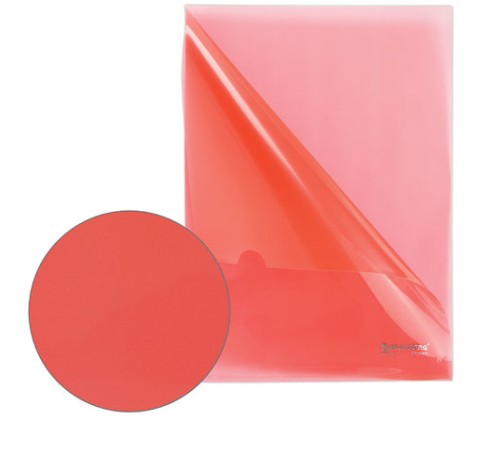 Папка-уголок жесткая BRAUBERG, красная, 0,15 мм, 221640