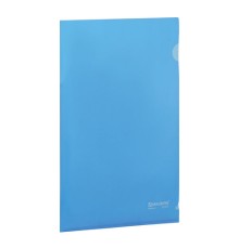 Папка-уголок жесткая BRAUBERG, синяя, 0,15 мм, 221642