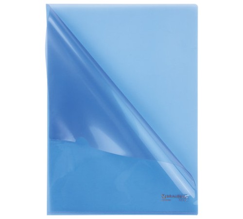 Папка-уголок жесткая BRAUBERG, синяя, 0,15 мм, 221642