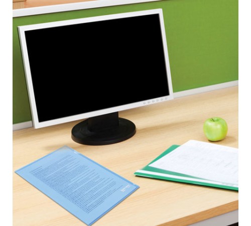 Папка-уголок жесткая BRAUBERG, синяя, 0,15 мм, 221642