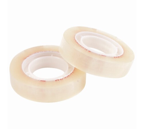 Клейкие ленты 12 мм х 33 м канцелярские BRAUBERG, комплект 2 шт., прозрачные, гарантированная длина, европодвес, 221694