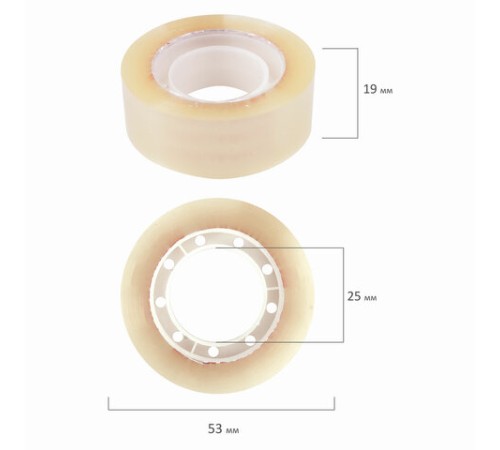 Клейкие ленты 19 мм х 33 м канцелярские BRAUBERG, комплект 2 шт., прозрачные, гарантированная длина, европодвес, 221695