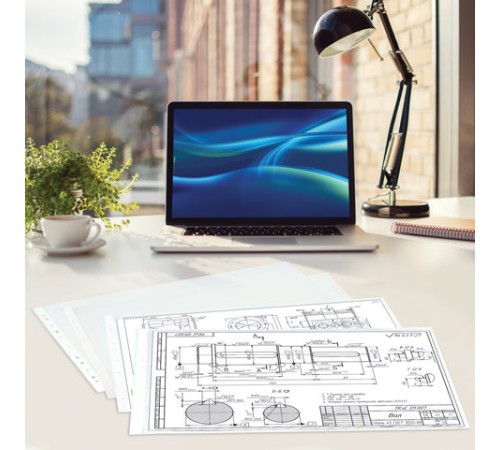 Папки-файлы БОЛЬШОГО ФОРМАТА (297х420 мм), А3, ГОРИЗОНТАЛЬНЫЕ, КОМПЛЕКТ 50 шт., 45 мкм, BRAUBERG, 221715