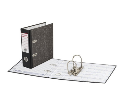 Папка-регистратор МАЛЫЙ ФОРМАТ (148х210 мм), А5, 70 мм, ВЕРТИКАЛЬНАЯ, покрытие мраморное, ПВХ,черная, BRAUBERG, 221721