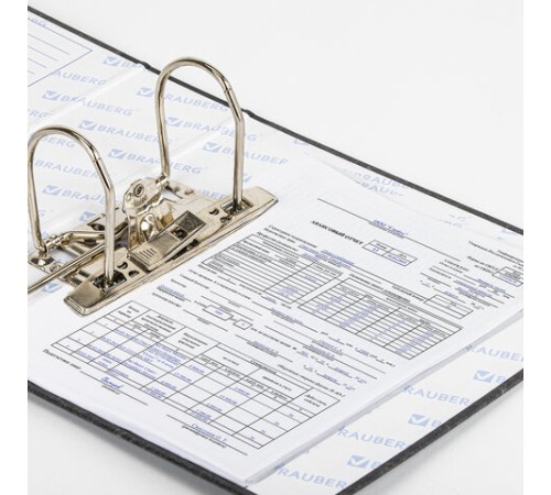 Папка-регистратор МАЛЫЙ ФОРМАТ (148х210 мм), А5, 70 мм, ВЕРТИКАЛЬНАЯ, покрытие мраморное, ПВХ,черная, BRAUBERG, 221721