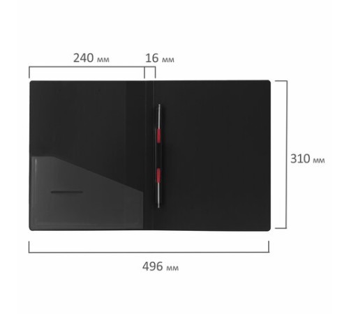 Папка с металлическим скоросшивателем и внутренним карманом BRAUBERG 