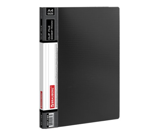 Папка с боковым металлическим прижимом и внутренним карманом BRAUBERG 