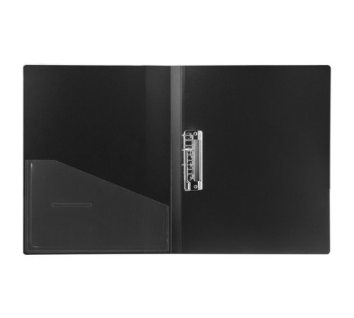 Папка с боковым металлическим прижимом и внутренним карманом BRAUBERG 