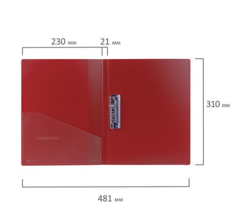 Папка с боковым металлическим прижимом и внутренним карманом BRAUBERG 