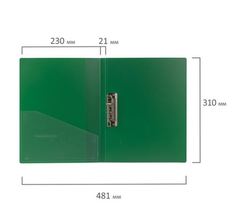 Папка с боковым металлическим прижимом и внутренним карманом BRAUBERG 