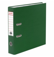 Папка-регистратор BRAUBERG с покрытием из ПВХ, 70 мм, зеленая (удвоенный срок службы), 221818