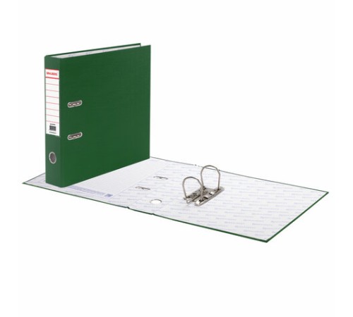 Папка-регистратор BRAUBERG с покрытием из ПВХ, 70 мм, зеленая (удвоенный срок службы), 221818