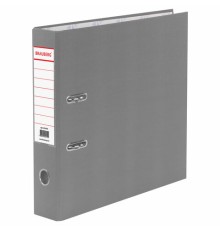 Папка-регистратор BRAUBERG с покрытием из ПВХ, 70 мм, серая (удвоенный срок службы), 221819