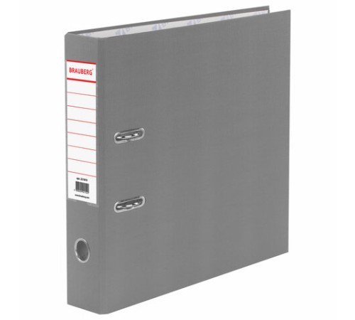 Папка-регистратор BRAUBERG с покрытием из ПВХ, 70 мм, серая (удвоенный срок службы), 221819