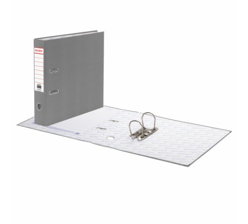 Папка-регистратор BRAUBERG с покрытием из ПВХ, 70 мм, серая (удвоенный срок службы), 221819