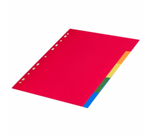 Разделитель пластиковый BRAUBERG, А4, 5 листов, по цветам, оглавление, Китай, 221846