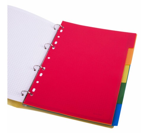 Разделитель пластиковый BRAUBERG, А4, 5 листов, по цветам, оглавление, Китай, 221846