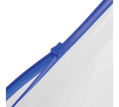 Папка-конверт на молнии А4 (335х238 мм), карман для визиток, молния ассорти, прозрачная, 0,15 мм, BRAUBERG 